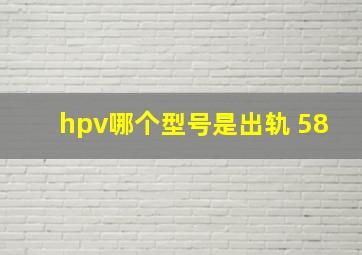 hpv哪个型号是出轨 58